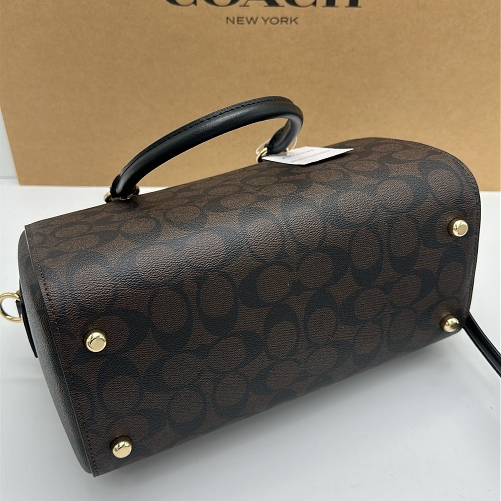 Coach Charcoal Satchel with Gold Accents - Picture 5 of 15